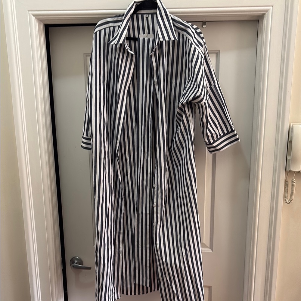 NWT Striped Navy Blue and White Maxi Dress